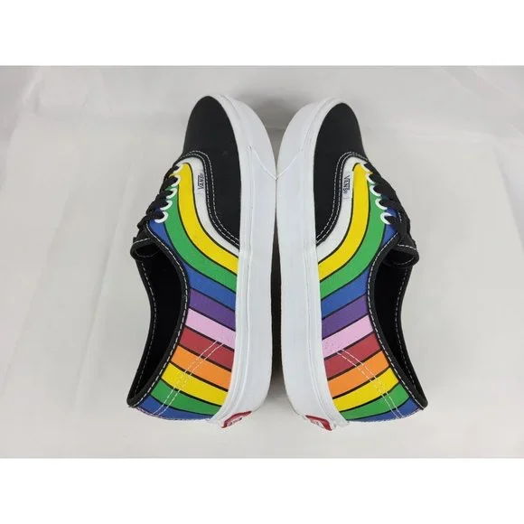 Vans Authentic Striped Shoes Sneakers Size Womens 8.5 Youth 7Y Black 500714 - Picture 9 of 11